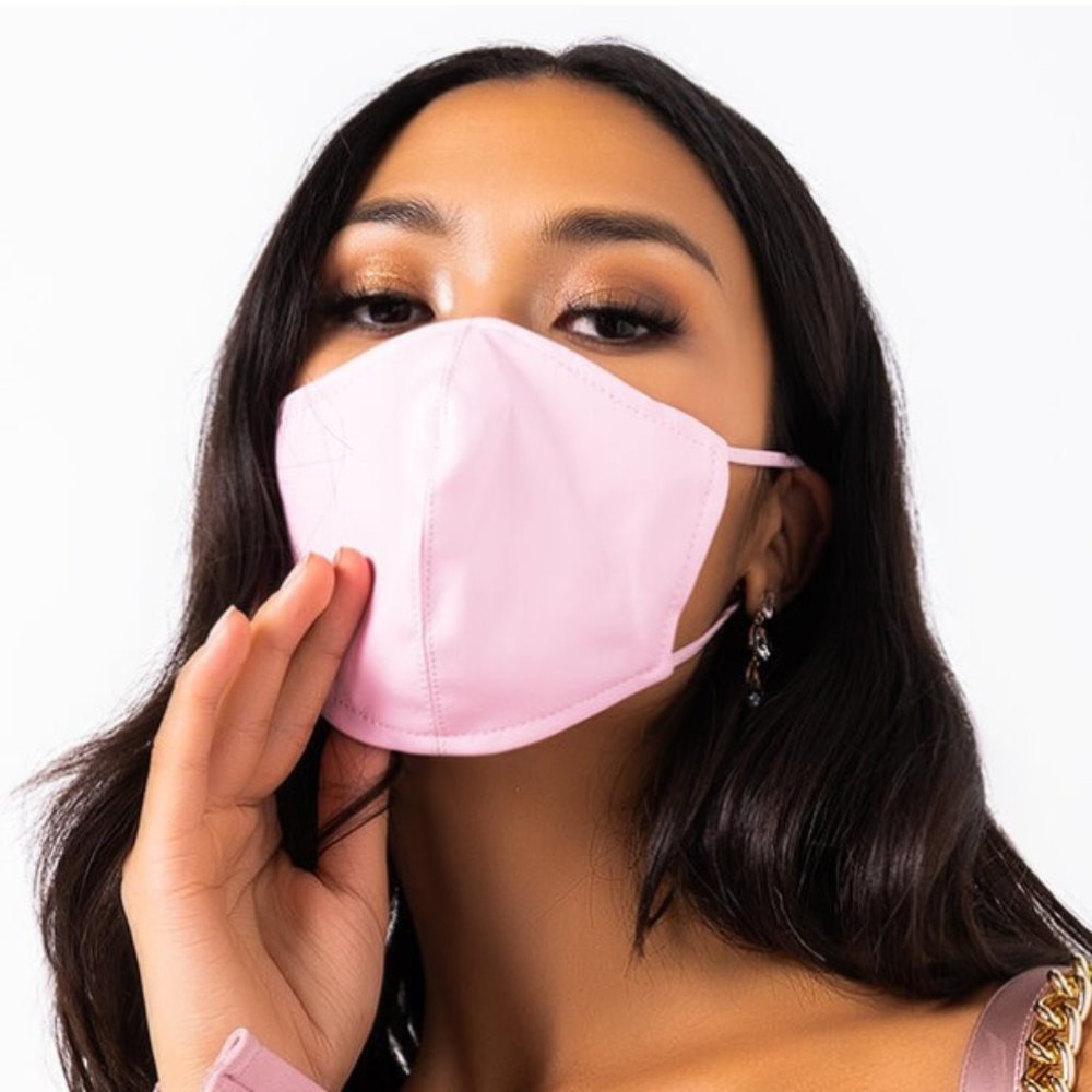 PINK LEATHER FACE MASK